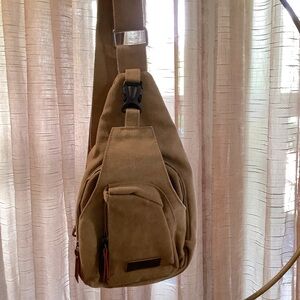 Canvas Crossbody Bag unisex Tan New